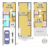 GNスタイル ～平成１２年建築３ＬＤＫ～
雨風から大切な愛車を守るビルトインガレージ
約１８帖の広々リビングは自然とご家族が集まる空間♪