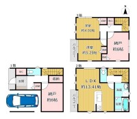 ★木造２階建て２ＳＬＤＫ
★外からの視線が気にならない２階リビング♪
★ビルトインガレージ１台分あり
