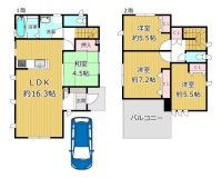 GNスタイル ★２０１８年建築、４ＬＤＫ南向きのお家です♪
★カースペース２台可能♪（車種による）
★リビングで遊ぶお子様を見守りながらお料理ができる対面キッチン！
